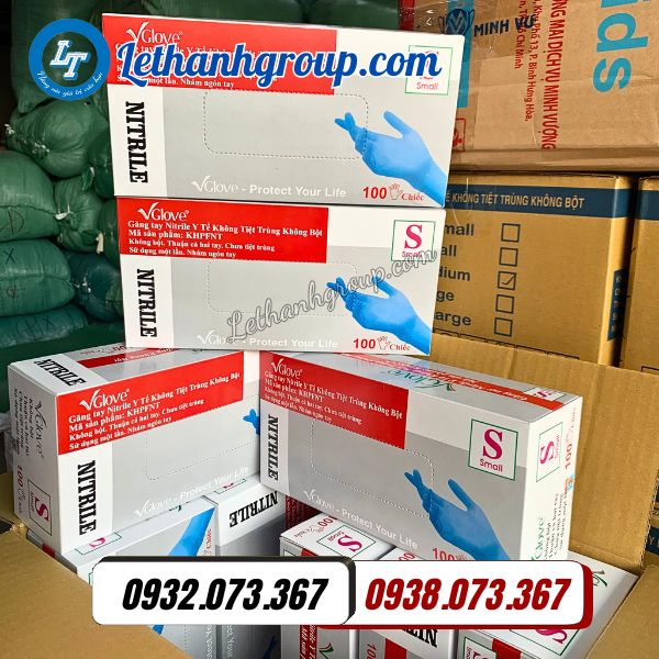 găng tay y tế vglove nitrile giá rẻ ưu đãi cho đại lý