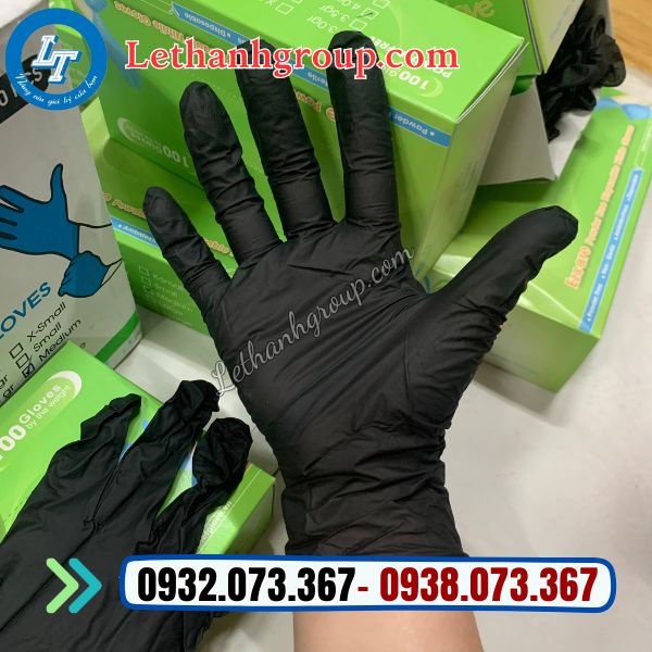 giá sỉ găng tay y tế không bột thăm khám màu đen