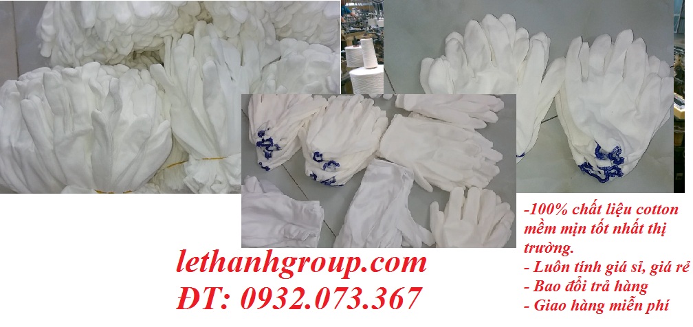 găng tay thun cotton trắng