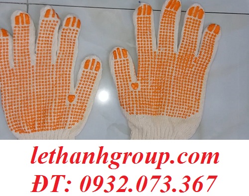 Găng tay len phủ hạt nhựa Găng tay len phủ hạt nhựa