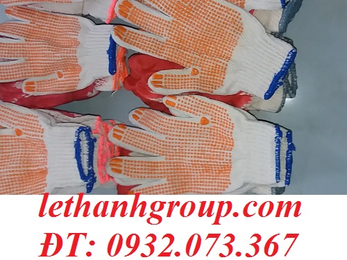 Găng tay len phủ hạt nhựa Găng tay len phủ hạt nhựa