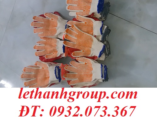 Găng tay len phủ hạt nhựa Găng tay len phủ hạt nhựa