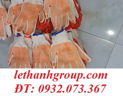 Găng tay len phủ hạt nhựa Găng tay len phủ hạt nhựa