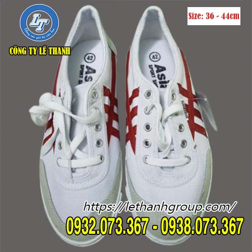 CƠ SỞ GIÀY ASIA GIÁ TỐT MỌI MIỀN GIÀY ASIA TRẮNG SỌC ĐỎ