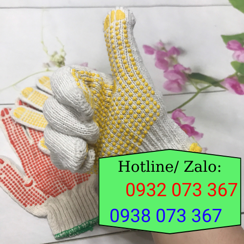 Găng tay phủ hạt nhựa nhiều màu giá rẻ tận xưởng găng tay phủ hạt nhựa màu vàng