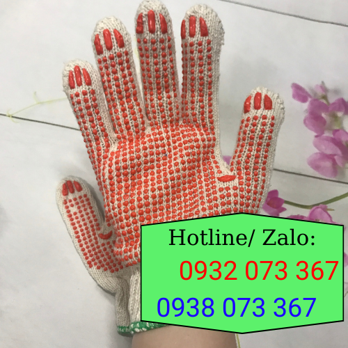 Găng tay phủ hạt nhựa nhiều màu giá rẻ tận xưởng găng tay phủ hạt nhựa màu đỏ