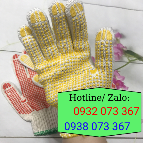 Găng tay phủ hạt nhựa nhiều màu giá rẻ tận xưởng găng tay phủ hạt nhựa màu vàng