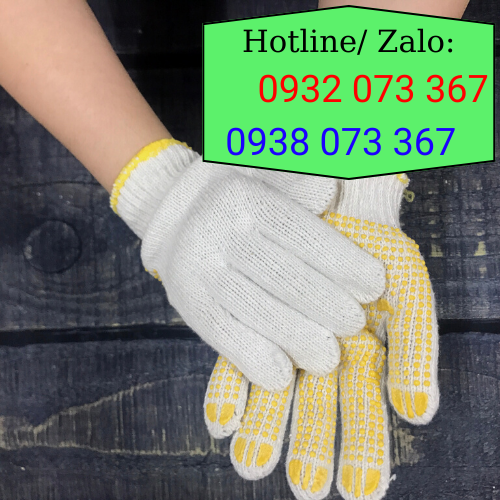 Găng tay phủ hạt nhựa nhiều màu giá rẻ tận xưởng găng tay phủ hạt nhựa màu vàng