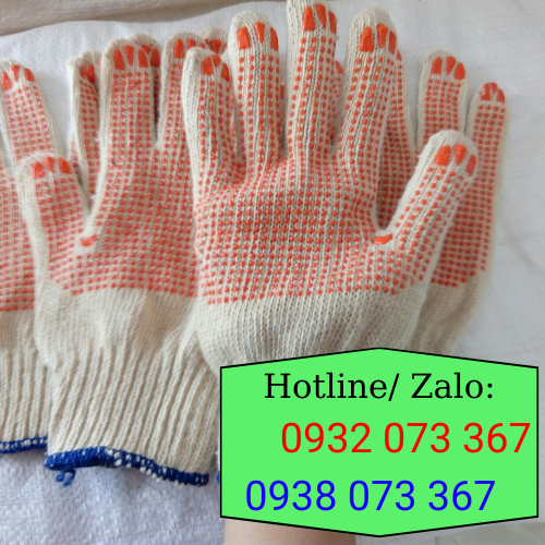 Găng tay phủ hạt nhựa nhiều màu giá rẻ tận xưởng găng tay phủ hạt nhựa màu cam