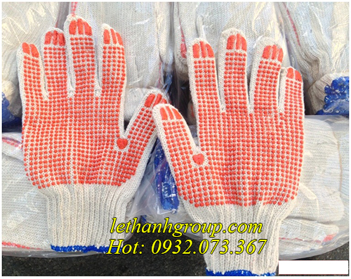 Găng tay len phủ hạt nhựa Găng tay len phủ hạt nhựa