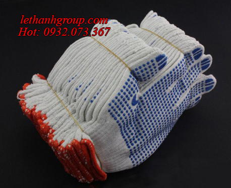 Găng tay len phủ hạt nhựa Găng tay len phủ hạt nhựa