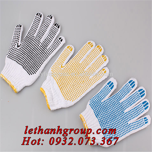 Găng tay len phủ hạt nhựa Găng tay len phủ hạt nhựa