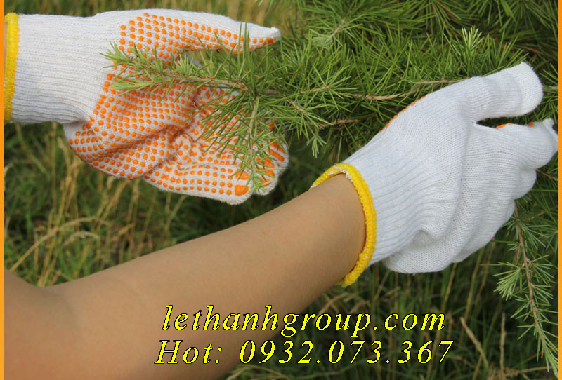 Găng tay len phủ hạt nhựa Găng tay len phủ hạt nhựa