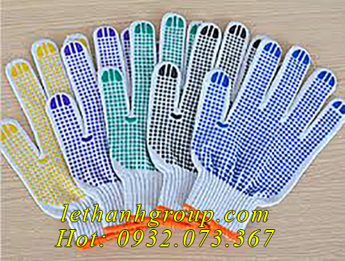 Găng tay len phủ hạt nhựa Găng tay len phủ hạt nhựa