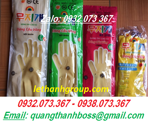 GĂNG TAY CÁO SU ĐÔNG CẦU VỒNG NHIỀU SIZE