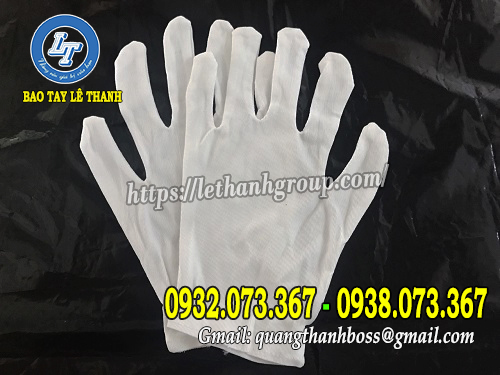 GĂNG TAY TRẮNG POLY LETHANHGROUP, SẢN XUẤT GIÁ RẺ TPHCM GĂNG TAY THUN TRẮNG L+4
