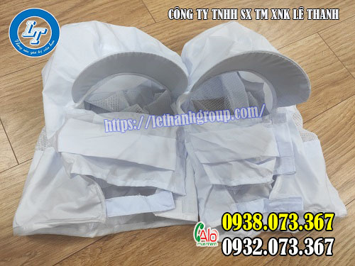 TÌM NHÀ CUNG CẤP MŨ TRÙM ĐẦU THỦY SẢN MÀU XANH, TRẮNG mũ trùm đầu thủy sản có khẩu trang