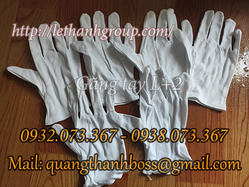 găng tay vải thun trắng L+2 găng tay vải thun trắng L+2