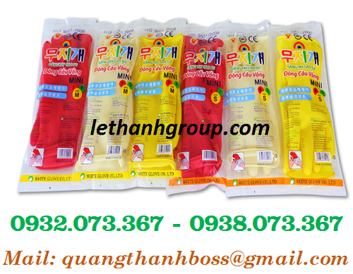 GĂNG TAY CAO SU ĐÔNG CẦU VỒNG NHIỀU SIZE