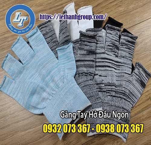 MUA GĂNG TAY VẢI THUN HỞ NGÓN TẠI LETHANHGROUP GĂNG TAY BẢO HỘ HỞ ĐẦU NGÓN NHIỀU MÀU