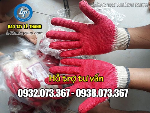 Giá bao tay nhúng nhựa theo từng trọng lượng Bao tay len nhúng nhựa đỏ