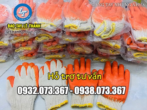 Giá bao tay nhúng nhựa theo từng trọng lượng Bao tay len nhúng nhựa cam