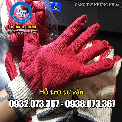 Giá bao tay nhúng nhựa theo từng trọng lượng Bao tay nhúng nhựa màu đỏ
