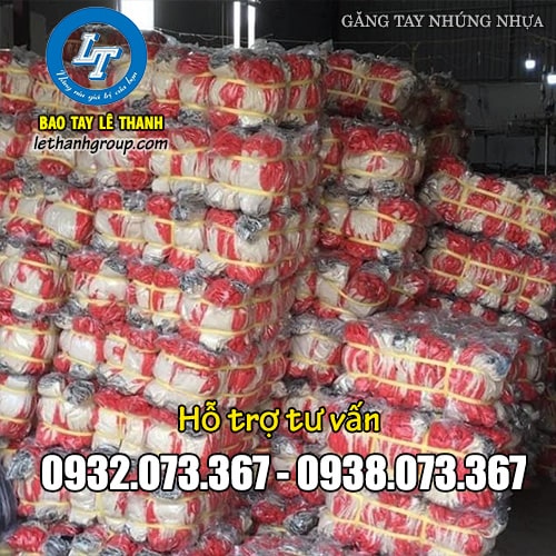 Giá bao tay nhúng nhựa theo từng trọng lượng Bao tay len nhúng nhựa đỏ