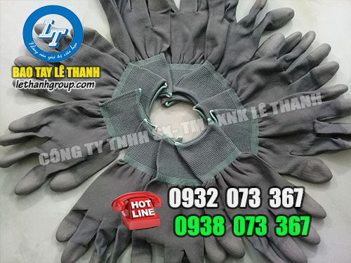 Bao tay phủ pu giá rẻ cho các dại lý, nhà phân phối Bao tay phủ pu xám ngón