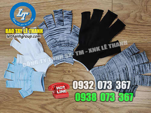 Găng tay vải thun hở 5 ngón giá sỉ rẻ Bao tay vải thun hở 5 ngón