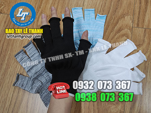 Găng tay vải thun hở 5 ngón giá sỉ rẻ Bao tay vải thun hở 5 ngón