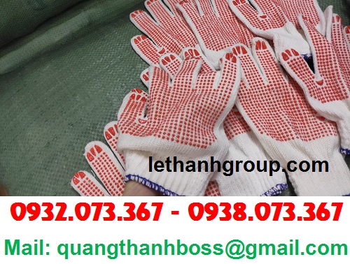 Găng tay phủ hạt nhựa màu đỏ Găng tay phủ hạt nhựa màu đỏ