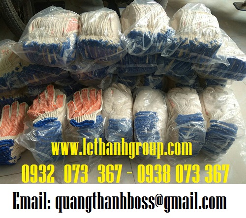 Găng tay phủ hạt nhựa màu cam