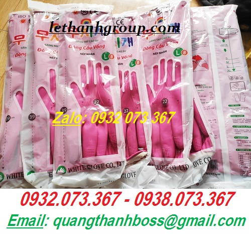 GĂNG TAY CAO SU ĐÔNG CẦU VỒNG MÀU HỒNG