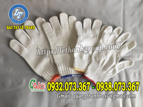 GĂNG TAY TRẮNG POLY LETHANHGROUP, SẢN XUẤT GIÁ RẺ TPHCM GĂNG TAY LEN POLY