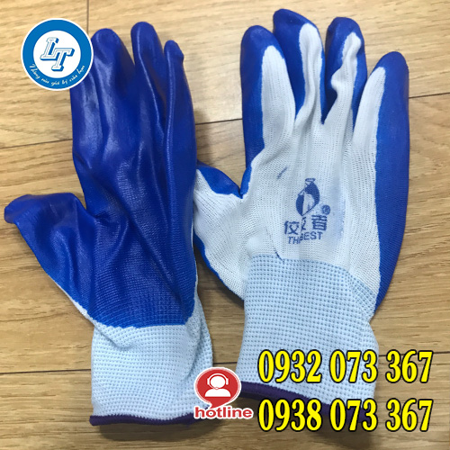 GĂNG TAY PHỦ NITRILE CHỐNG TRƠN TRƯỢT GIÁ TỐT CHO NHÀ PHÂN PHỐI găng tay phủ nitrile xanh