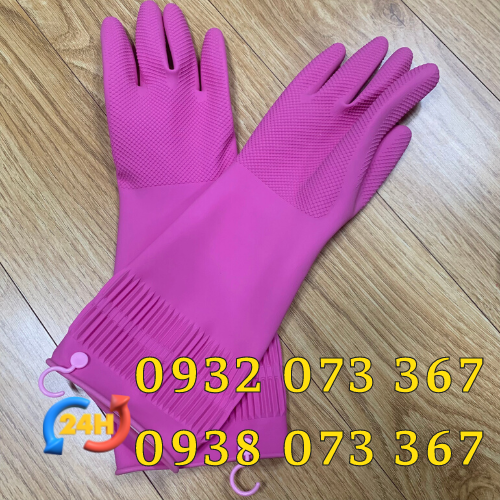 Găng tay cao su gia dụng có móc treo giá rẻ găng tay cao su dài 30cm có móc treo