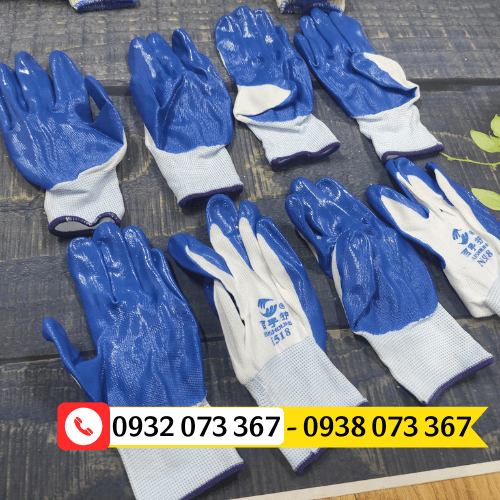 Găng tay phủ sơn xanh giá rẻ bịch 12 đôi găng tay phủ nitrile xanh