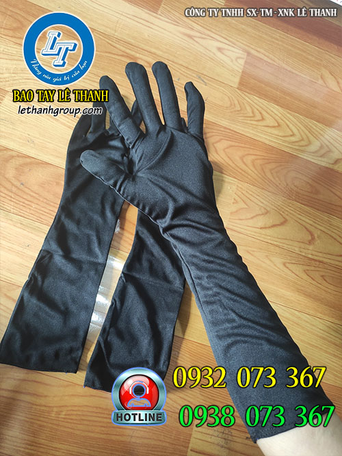 Gía sỉ găng tay cotton đen cổ tay dài Găng tay cotton đen cổ tay dài