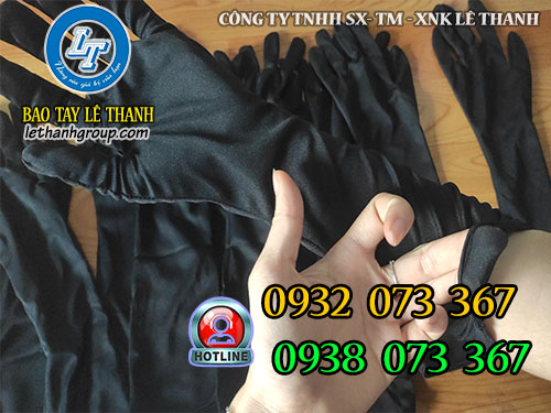 Gía sỉ găng tay cotton đen cổ tay dài Găng tay cotton đen cổ tay dài