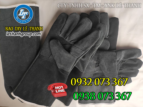 Găng tay chống nóng bằng da hàn cổ dài Găng tay da hàn cổ dài