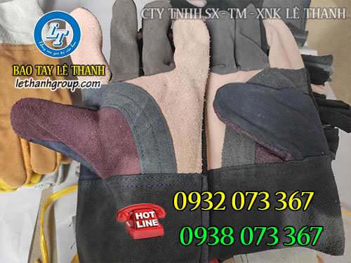 Găng tay chống nóng bằng da hàn cổ ngắn Găng tay da hàn cổ ngắn