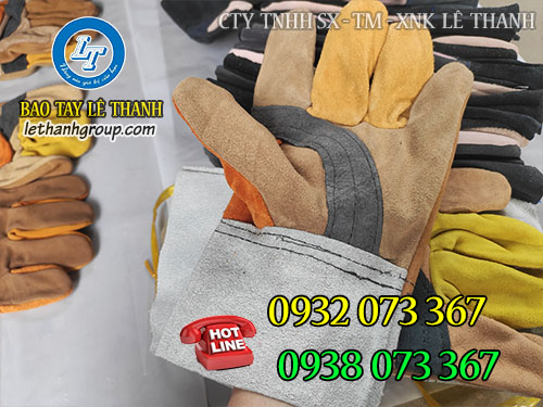 Găng tay chống nóng bằng da bò Găng tay da hàn cổ ngắn