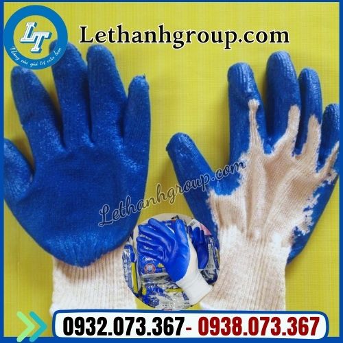 găng tay len lao động nhúng nhựa xanh 60g găng tay len lao động nhúng nhựa xanh 60g