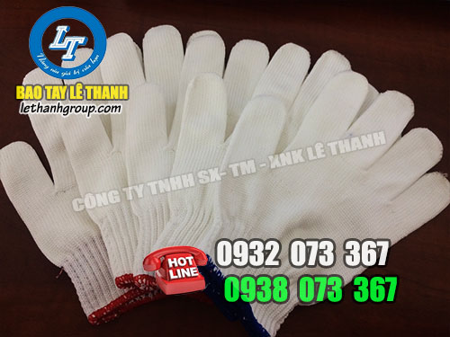 Lê Thanh Group phân phối găng tay lao động Găng tay len kem trắng sợi poly