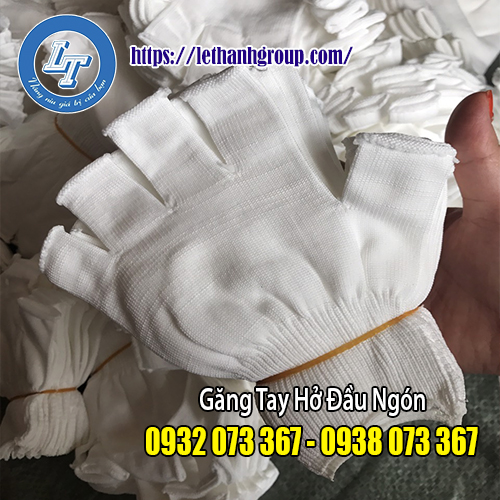 MUA GĂNG TAY VẢI THUN HỞ NGÓN TẠI LETHANHGROUP GĂNG TAY POLY TRẮNG HỞ NGÓN