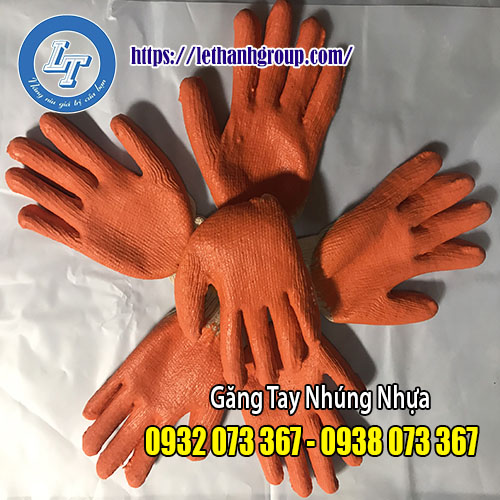 CƠ SỞ SẢN XUẤT GĂNG TAY NHÚNG NHỰA, MIỄN PHÍ VẬN CHUYỂN TPHCM găng tay len phủ cao su màu cam