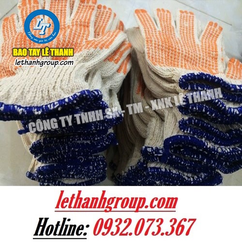 Găng tay bảo hộ lao động, găng tay phủ hạt nhựa công ty Lê Thanh Găng tay phủ hạt nhựa