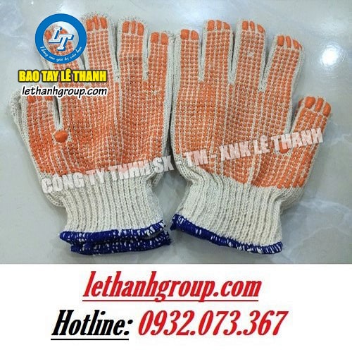 Găng tay bảo hộ lao động, găng tay phủ hạt nhựa công ty Lê Thanh Găng tay phủ hạt nhựa