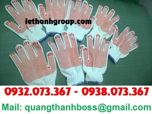 Găng tay phủ hạt nhựa màu đỏ Găng tay phủ hạt nhựa màu đỏ